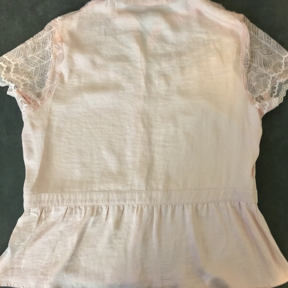 Who What Wear Fitted Pink Lace Sleeve Blouse XL - Picture 6 of 6